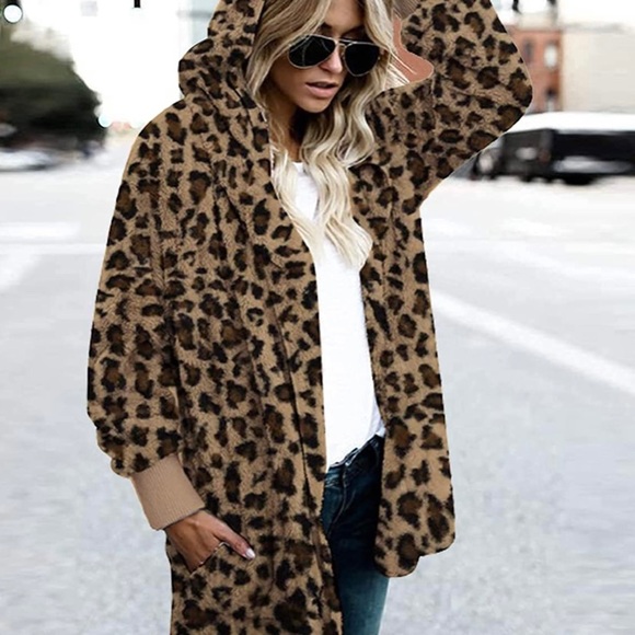 Autumn Casual Winter Furry Long Sleeve Open Front Midi Loose Outcoat Outwear - Picture 3 of 8